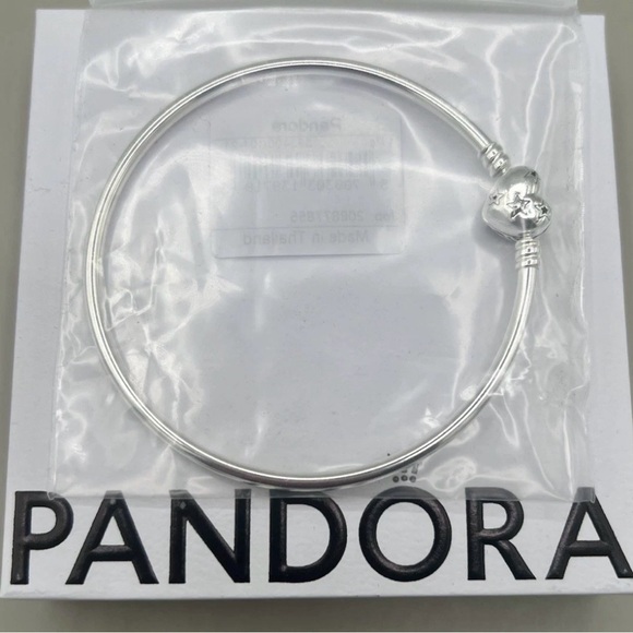 PANDORA Celestial Heart Clasp Bangle Bracelet Sterling Silver8.3”/21cm +Gift Box - Picture 9 of 9